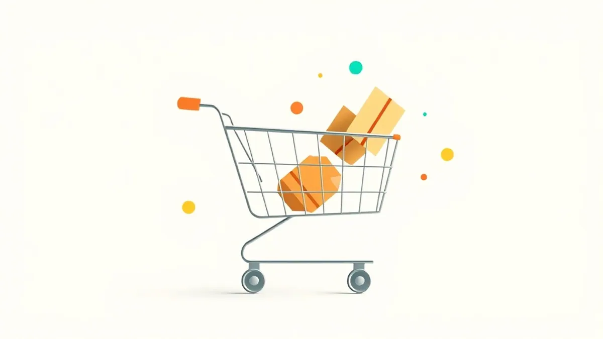 A shopping-cart silhouette made of thin geometric lines with small floating package shapes around it — illustration for Best WarriorPlus Launches of July 2026 (And What to Skip)