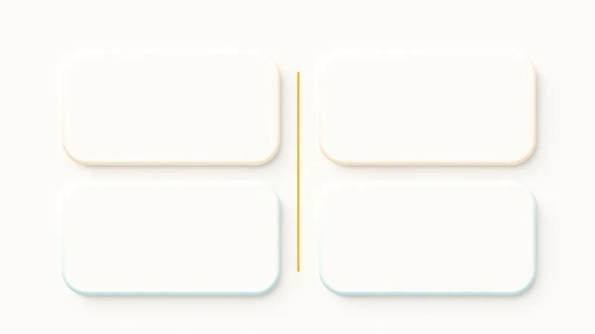 A comparison grid of empty rounded rectangles in two columns with checkmark and dash symbols — illustration for 7 CommissionOS Alternatives Compared (2026)