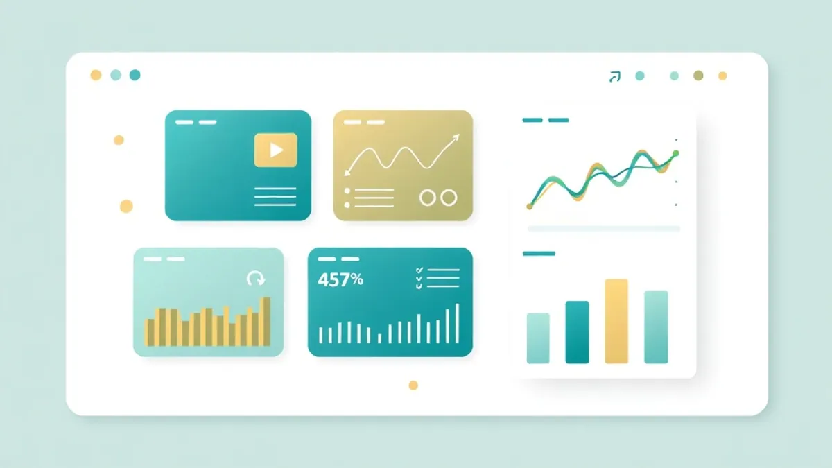 An abstract dashboard illustration with floating cards — illustration for CommissionOS Demo: What You Actually Get Inside the Dashboard