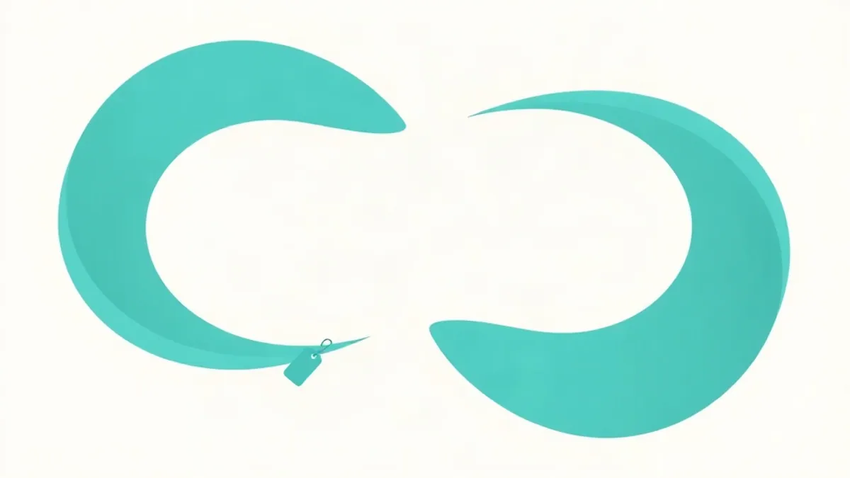 A looping circular flow diagram of four connected nodes with a small tag element travelling around the loop — illustration for CPA Tracking and Postback URLs Explained