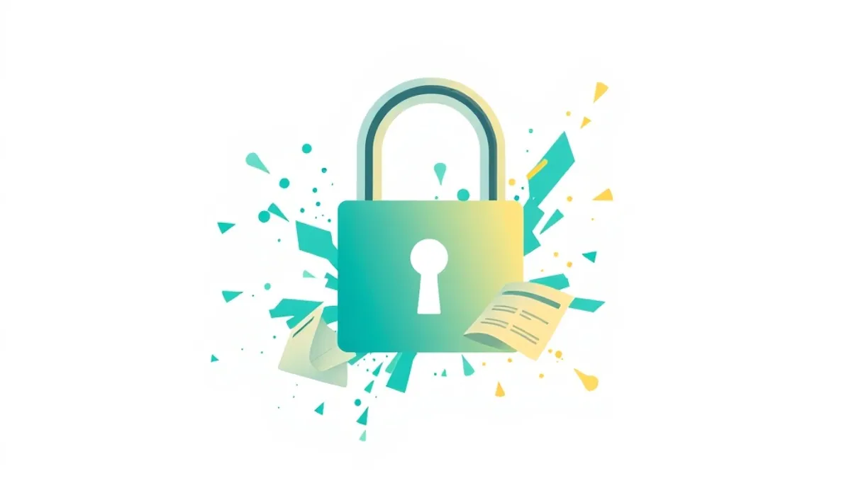 A padlock shape dissolving into flowing content blocks — illustration for CPALead vs CPAGrip vs CPABuild vs AdCombo: Which Network Fits You?