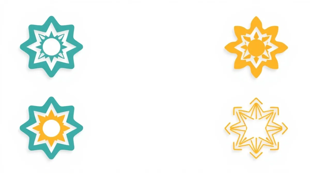 Four abstract network badge shapes arranged in a two-by-two grid — illustration for CPALead vs CPAGrip vs CPABuild vs AdCombo: Which Network Fits You?