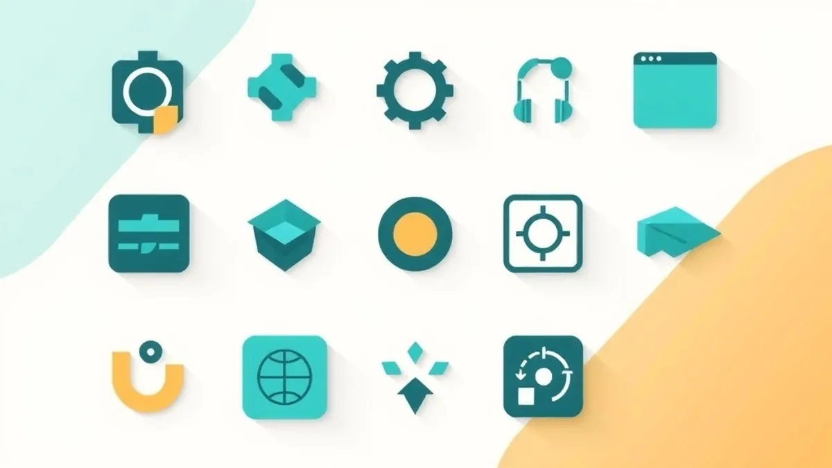 Nine small abstract platform icons arranged in a three-by-three grid — illustration for Free Traffic for CPA Marketing: 9 Methods That Still Work in 2026