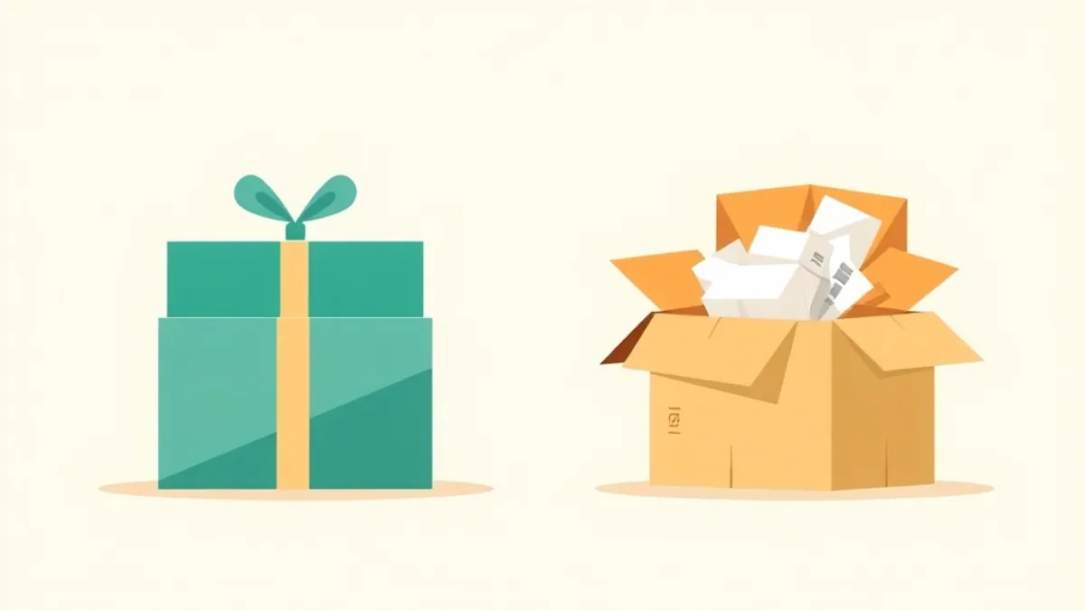Two contrasting package boxes — illustration for How to Spot a Good WarriorPlus Product From a Bad One