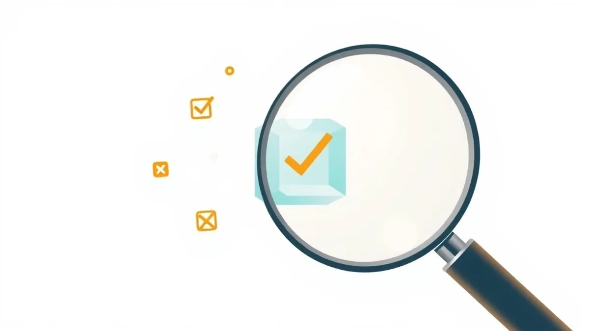 A magnifying glass examining a floating translucent cube — illustration for Is CommissionOS Legit or a Scam? An Honest Assessment